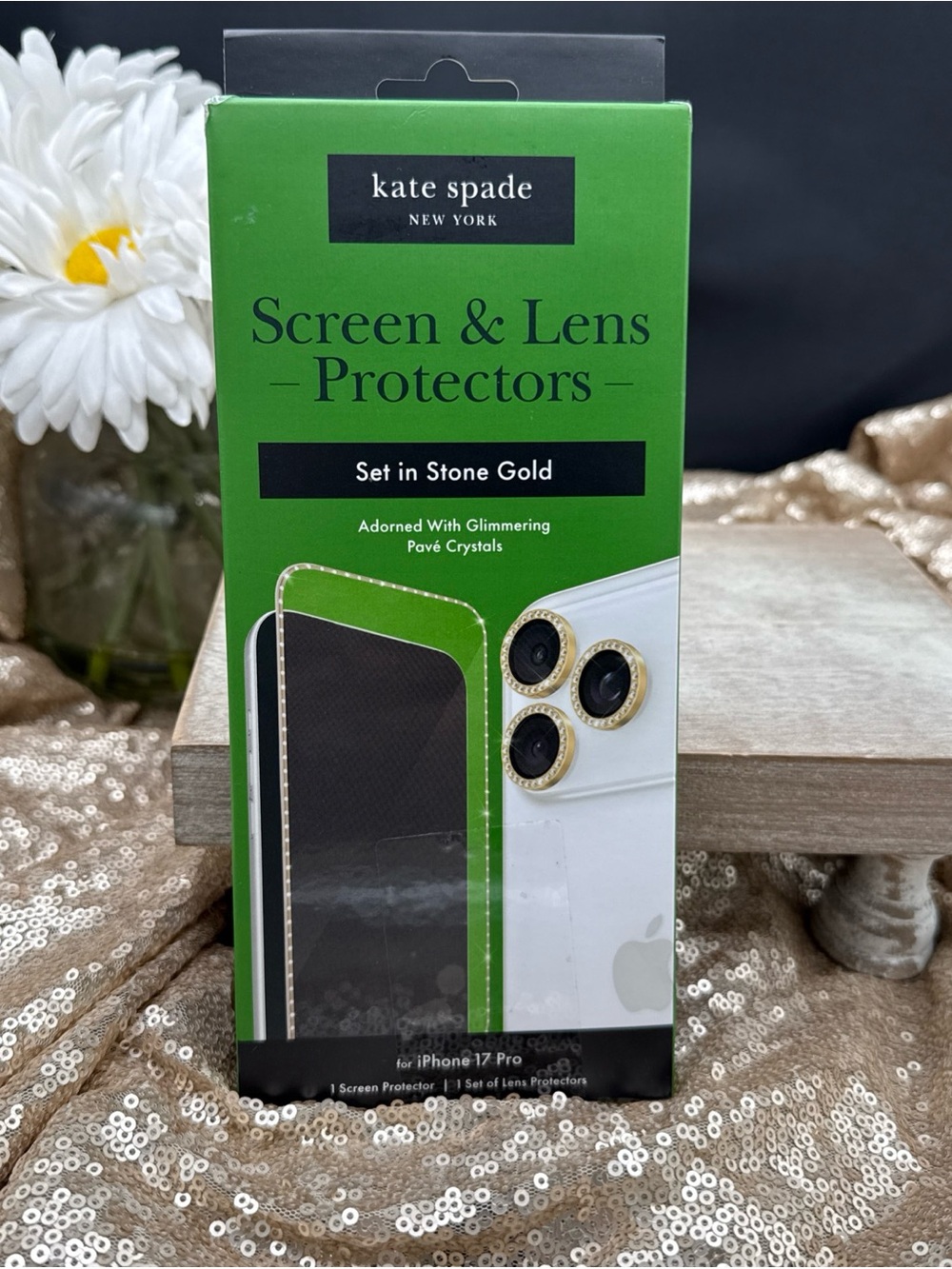 Kate Spade Screen & Lens Protectors for Apple iPhone 17 Pro - Set In Stone Gold